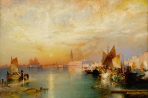Main Product Photo of Sunset Santa Maria and the Ducal Palace, Venice Painting by Thomas Moran