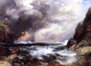 Main Product Photo of Tantallon Castle, North Berwick, Scotland Painting by Thomas Moran