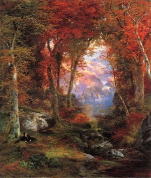 Main Product Photo of The Autumnal Woods also known as Under the Trees Painting by Thomas Moran
