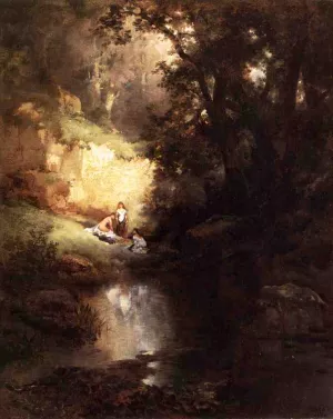 The Bathers by Thomas Moran - Hand-Painted Oil Painting Reproduction