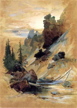 The Devils Den on Cascade Creek by Thomas Moran - Hand-Painted Oil Painting Reproduction