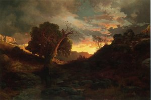 Main Product Photo of The Evening Hunter Painting by Thomas Moran