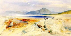 Main Product Photo of The Great Hot Springs, Gardiners River Painting by Thomas Moran