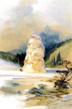 The Hot Springs of Gardiners River, Extinct Geyser Crater by Thomas Moran - Hand-Painted Oil Painting Reproduction