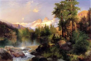 The Three Tetons by Thomas Moran Oil Painting Reproduction