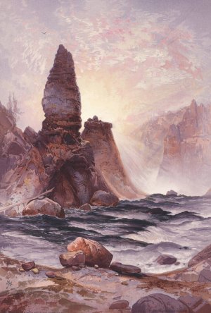 Main Product Photo of The Towers of Tower Falls, Yellowstone Painting by Thomas Moran