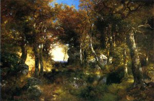 Main Product Photo of The Woodland Pool Painting by Thomas Moran