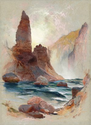 Main Product Photo of Tower at Tower Falls, Yellowstone Painting by Thomas Moran