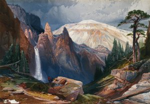 Main Product Photo of Tower Falls and Sulphur Mountain, Yellowstone Painting by Thomas Moran