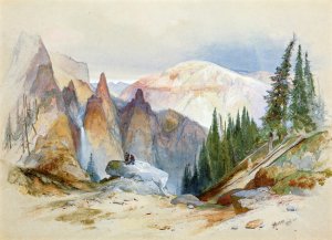 Main Product Photo of Tower Falls and Sulphur Mountain, Yellowstone Painting by Thomas Moran