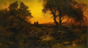 Main Product Photo of Twilight Landscape Painting by Thomas Moran