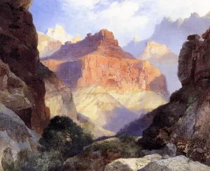 Under the Red Wall, Grand Canyon of Arizona by Thomas Moran - Hand-Painted Oil Painting Reproduction