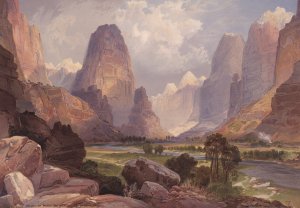 Main Product Photo of Valley of the Babbling Waters, Southern Utah Painting by Thomas Moran