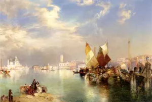 Venice, The Little Bridge by Thomas Moran - Hand-Painted Oil Painting Reproduction