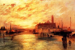 Main Product Photo of View at Sunset Painting by Thomas Moran