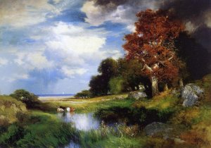 Main Product Photo of View of East Hampton Painting by Thomas Moran