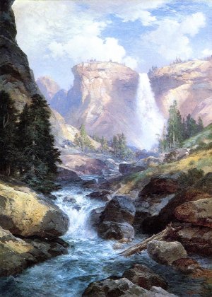Waterfall in Yosemite by Thomas Moran Oil Painting Reproduction