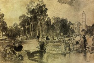 Women at the Fountain, Vera Cruz by Oil Painting Reproduction