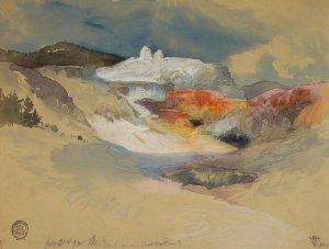 Main Product Photo of Yellowstone, Hot Springs Painting by Thomas Moran